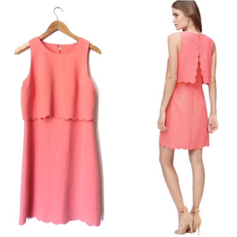 Loft Scalloped pink dress